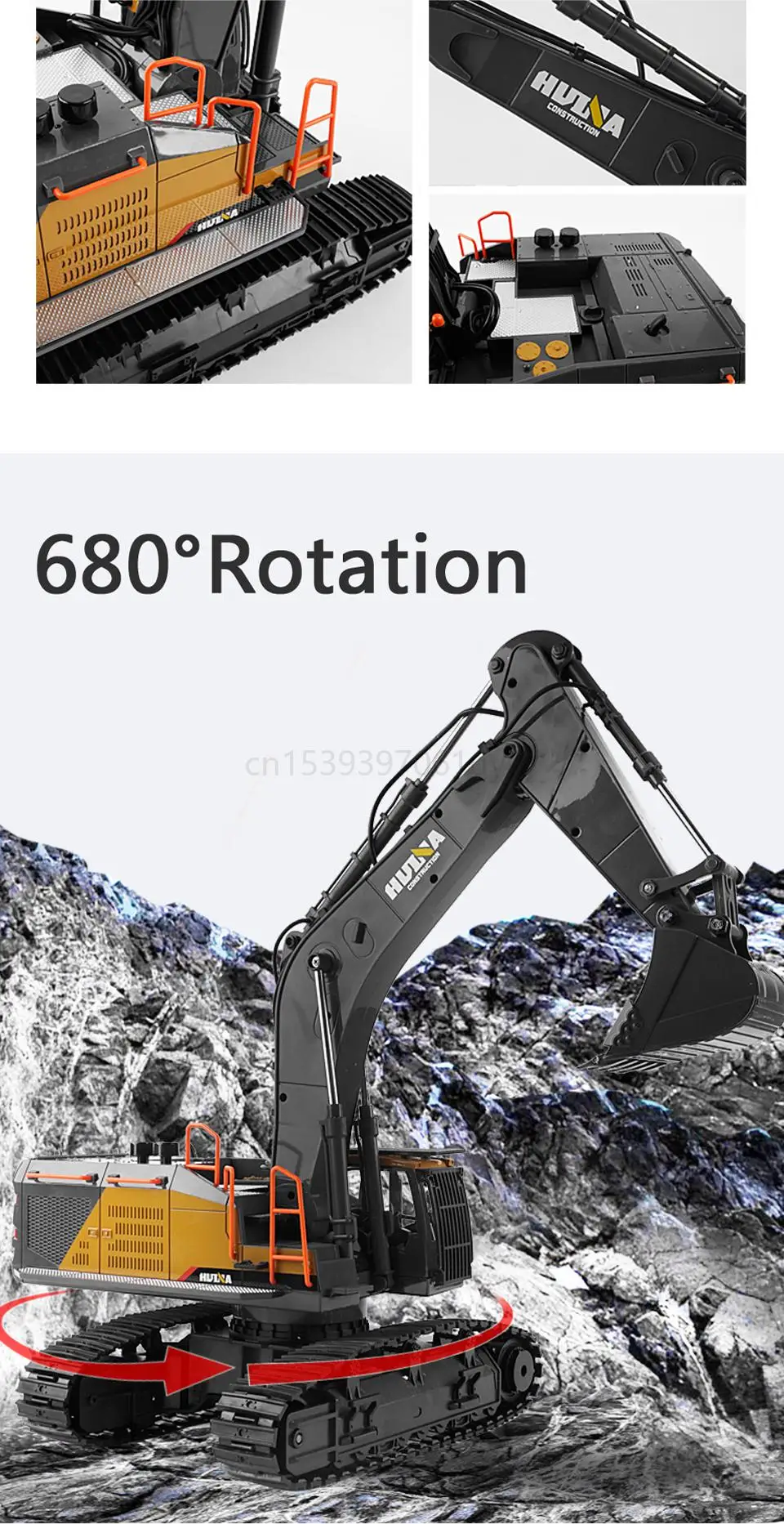 Sa82d46183c814e5b86dd87c95e2316d1T Huiner No-1592 1/14 Rc koparka gąsienicowa Alloy 2.4ghz sterowany radiowo samochód 22 kanałowy urządzenie inżynieryjne zabawki dla chłopca prezent urodzinowy