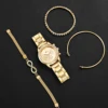 4PCS/Set Fashion Rhinestone Women Watches Luxury Steel Band Ladies Quartz Watch Bracelets Set Reloj Mujer（Without Box） 5
