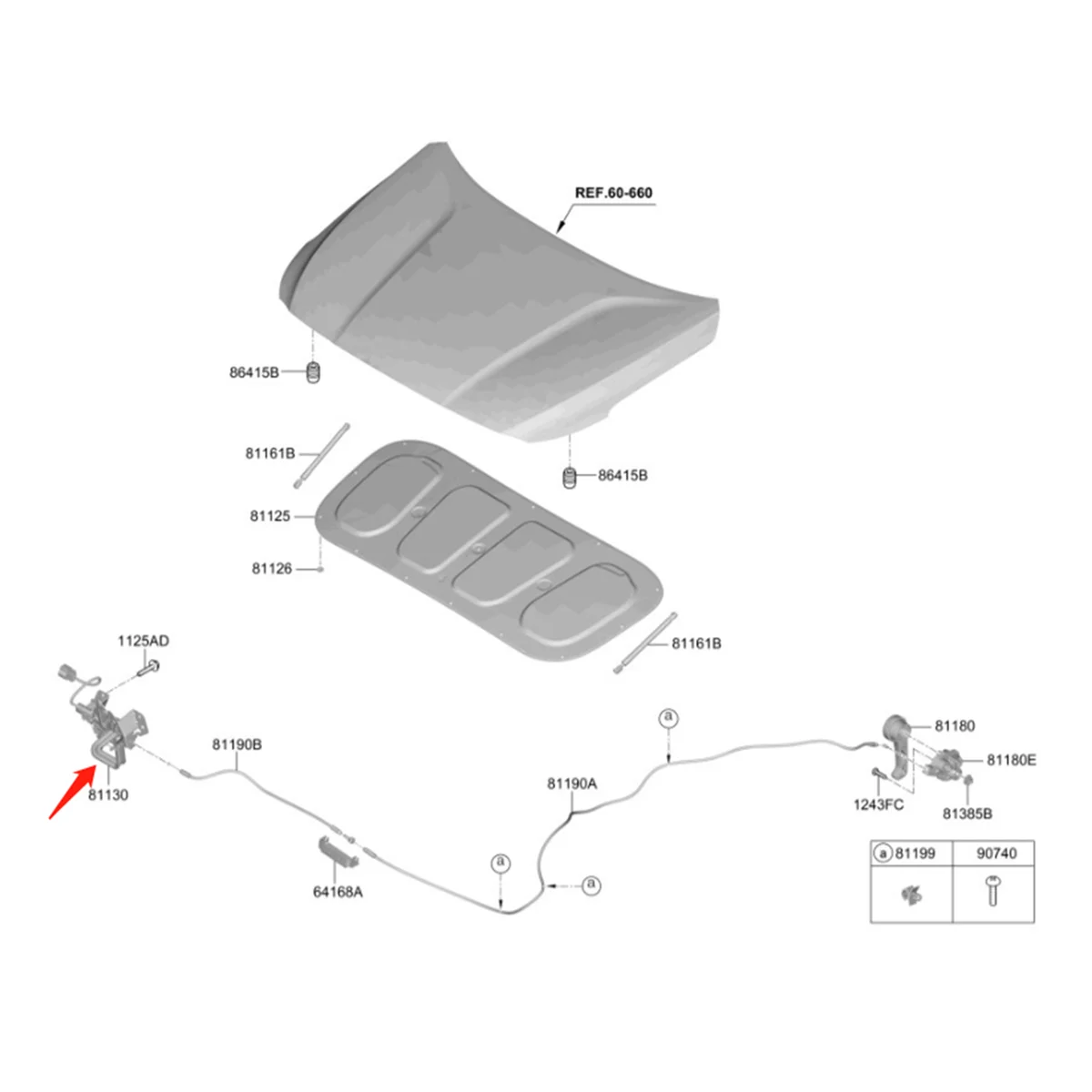 

81130-S1000 Car Hood Lock Assembly for Hyundai Santa Fe 2019-2023 Engine Cover Latch Lock 81130S1000