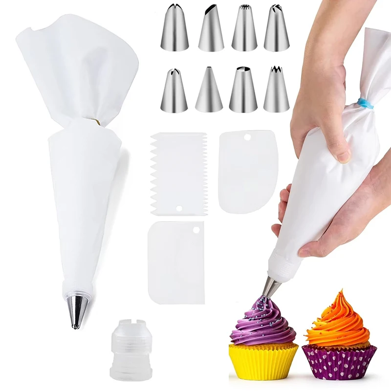 White Piping Bag Cream Nozzles Pastry Tools Accessories for Cake DIY Decorating Pastry Bag Kitchen Baking Candy Tools