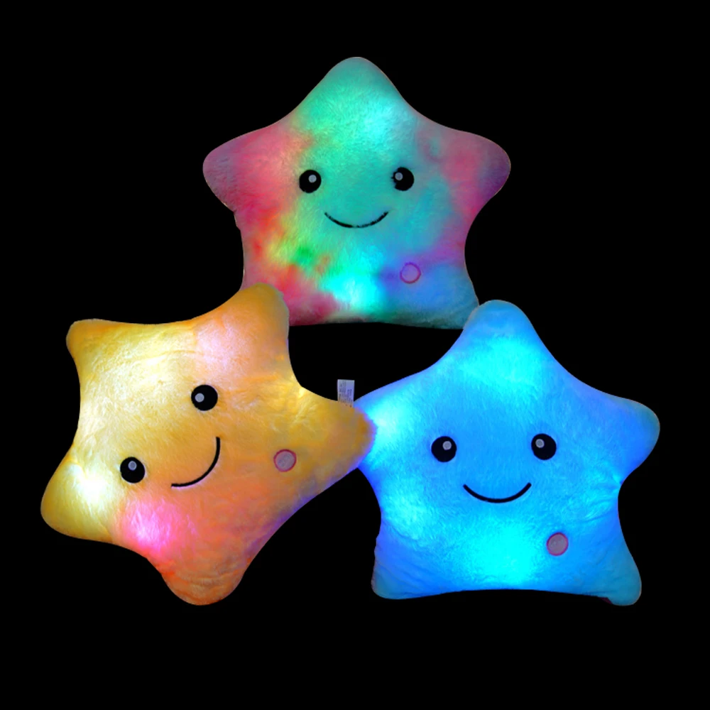 About 20CM Creative Luminous Star Plush Toys Glowing Colorful Stars Plushie Doll Led Light Toys for Children Girlfriend