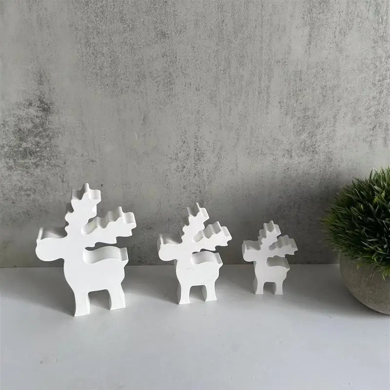 엘크 모양의 실리콘 몰드 새 집 장식 도구, 송진 캐스팅 아로마 테라피 몰드, 석고 시멘트 장식, 4 인 가족