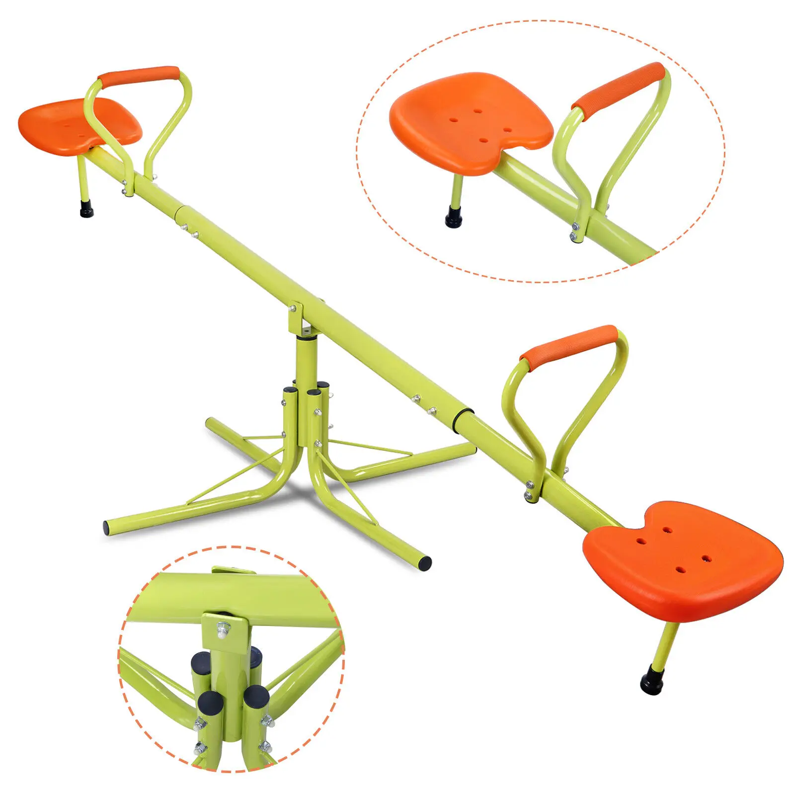 US Heavy-Duty Rotation Outdoor 2-4 Kids Seesaw 360 Degree Teeter Totter Swing Playground Play Set Game Toy