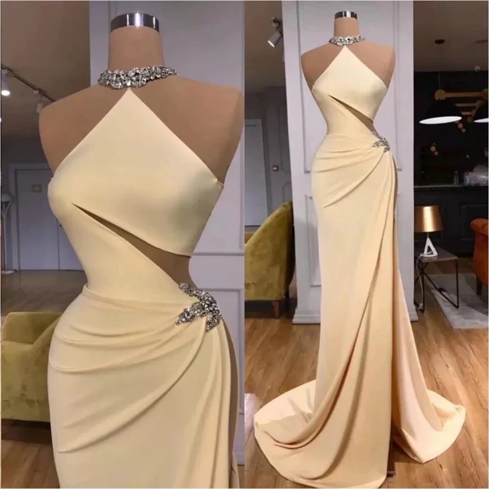 

2024 Sexy Backless High Edge Split Evening Dress Women's Luxury 2024 Ball Dress Floor mopping Long Wedding Dress Elegant Halter