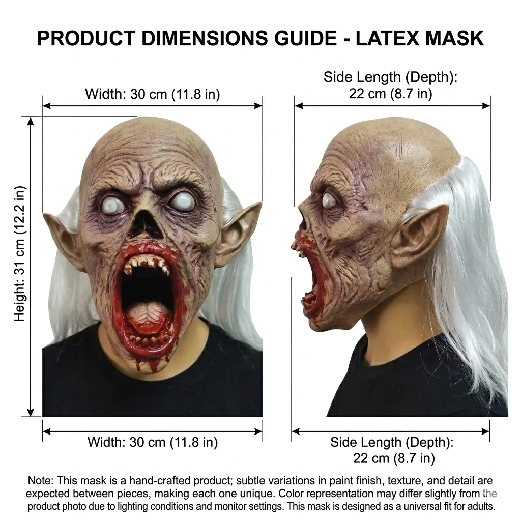 Masque Vampire Démon Ensanglanté à Cheveux Blancs – photo 3