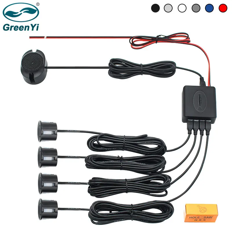 22mm 4PCS Sensors + Buzzer Car Parking Sensor Kit Reversing Radar Sound Alert Indicator Probe System DC 12V Universal parking sensor kit led parking sensor kit parking sensor car led parking sensor