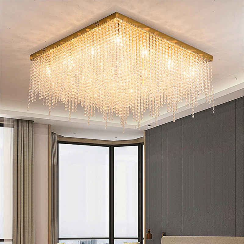 

Золотые Хрустальные потолочные светильники в стиле постмодерн, роскошные потолочные светильники с кисточками для гостиной, ресторана, Необычные осветительные приборы для спальни