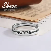 Nature Series New Original 925 Sterling Silver Mountain Tree Scenery Open Rings For Women Girl Sterling-Silver-Jewelry LR202 1