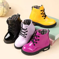 2024 New Winter Children Shoes PU Leather Waterproof Plush Boots Kids Snow Boots Brand Girls Boys Casual Boots Fashion Sneakers 6