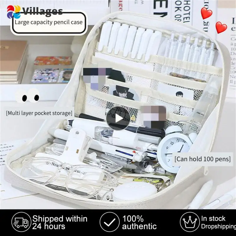 

Прозрачная сумка для карандашей, канцелярские принадлежности, чехол для карандашей, эстетичная ручка большой емкости, фотоальбом для девочек на молнии, школьные принадлежности