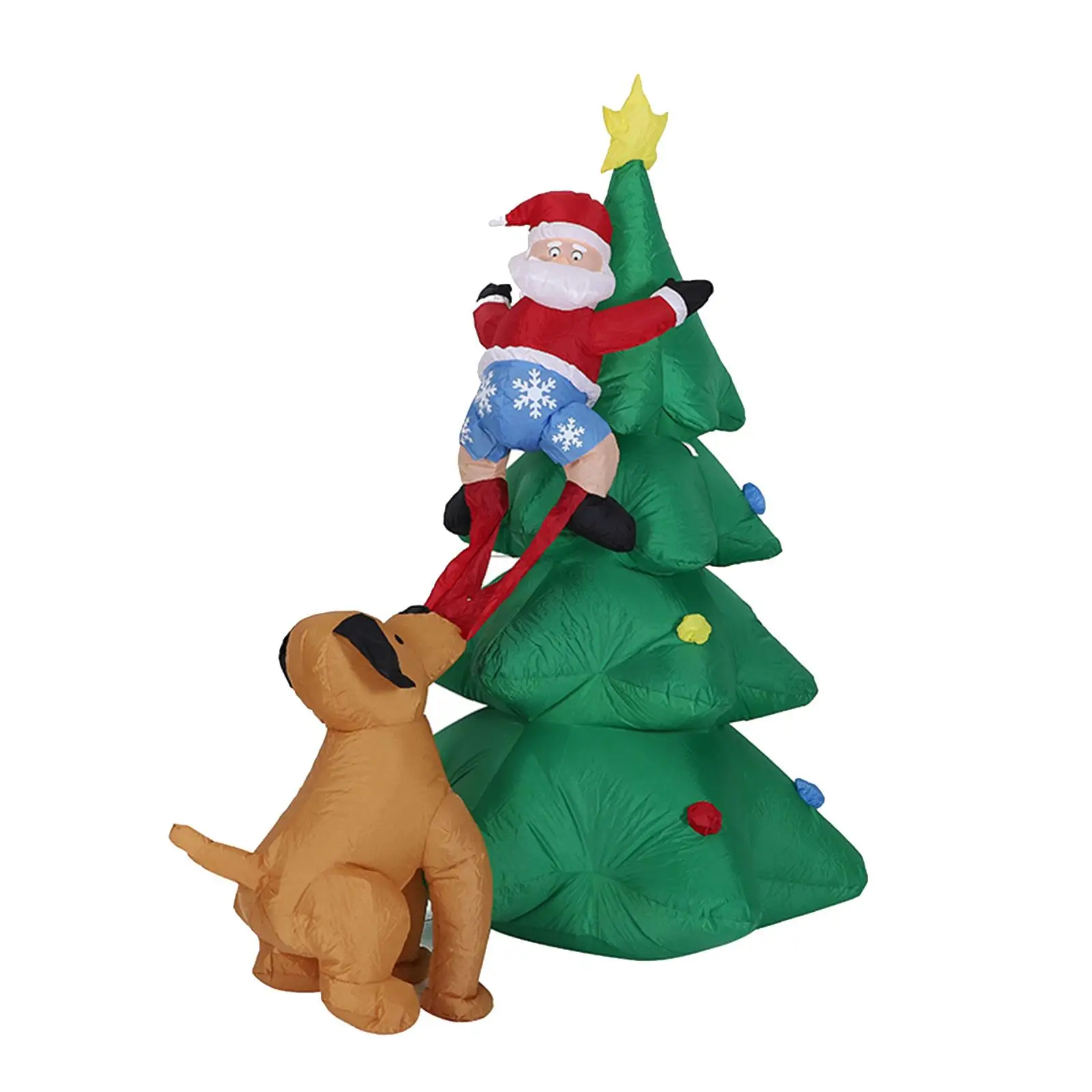 

Inflatable Christmas Tree 1.8Meters Inflatable Tree with Santa Climbing Tree Chased by Dog for Garden Holiday Yard Lawn Patio