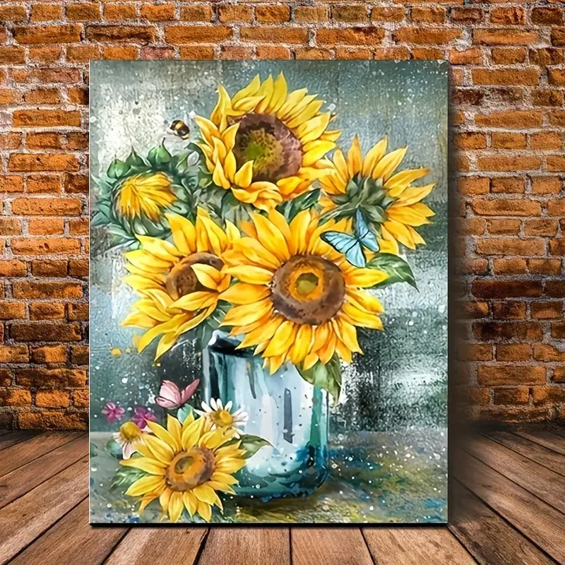 1pc No Frame Canvas Painting Sunflowers Canvas Wall Art Prints Yellow Flowers Canvas Wall Art Artwork Home Decor For Bedroom L