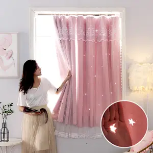  Cortinas opacas para decoración de la casa, color rosa