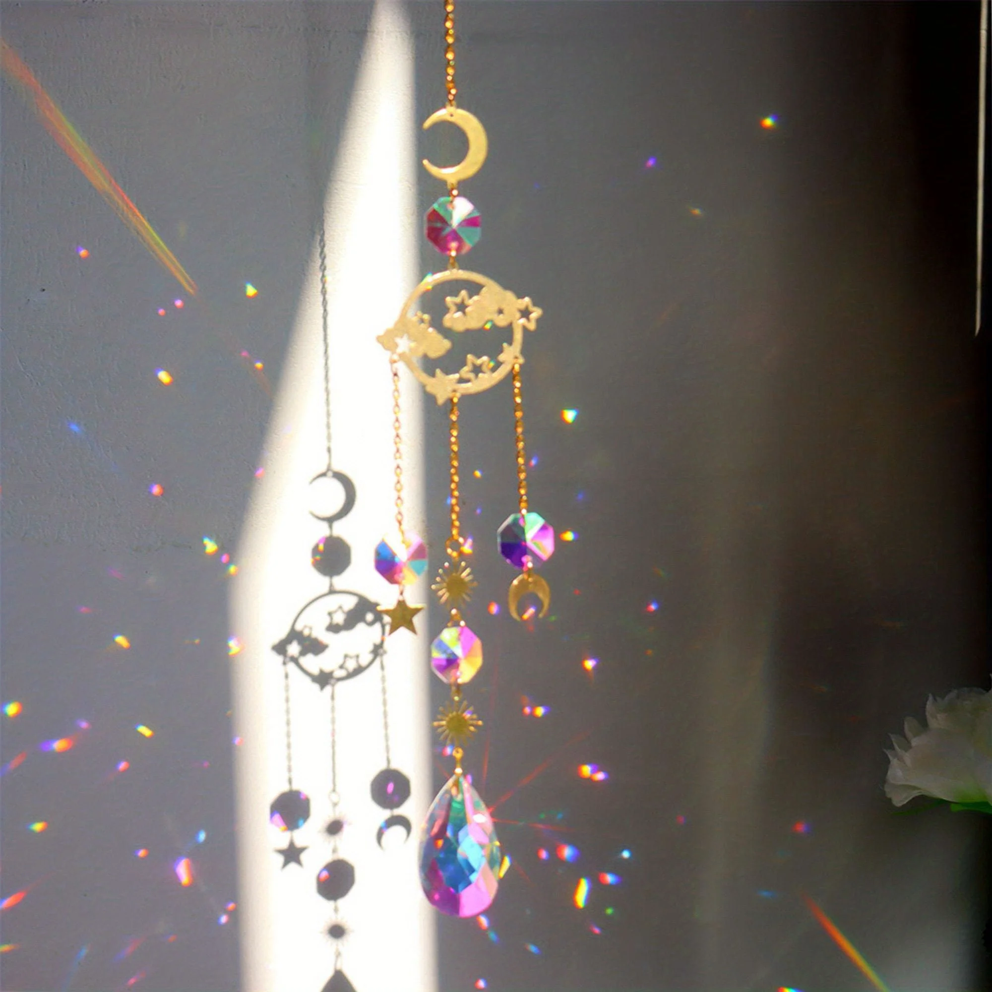 Planetary system crystal sun catcher moon star gardening crystal party holiday decorations pendant sun catcher crystal pendant sun catchers window ornament 1pc