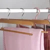 5pcs Premium Solid Wooden Pants Hanger,Non-Slip Blanket Scarf Storage Organizer Rack for Closet,Multi-functional Trouser Holder 3