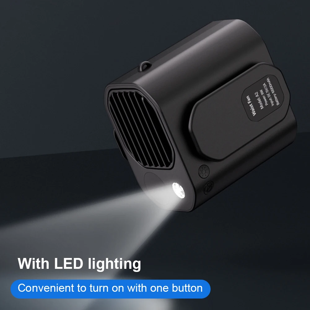 Waist Clip Fan Personal Hanging Fan LED Display Clip on Belt Fan Mini Neck Hanging Fan for Outdoor Gardening Backpacking