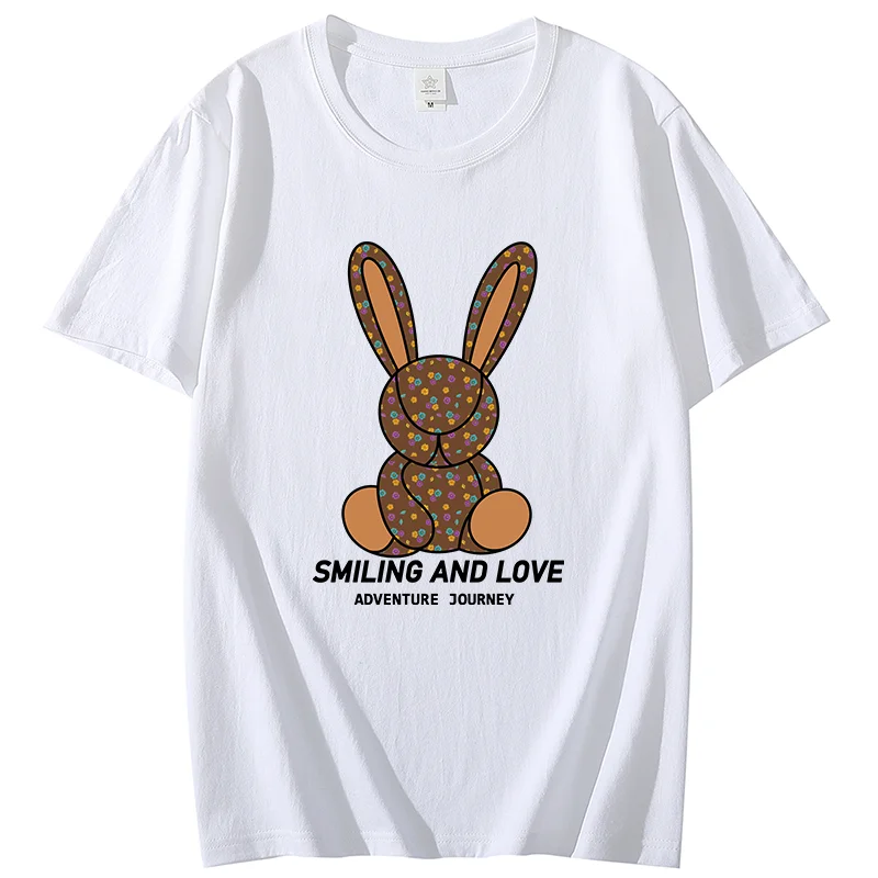 

Luxury Rabbit Printing Cotton Summer Men's T-shirt Tee Men Casual T-shirt Tshirt Cotton Over Size O-Neck Short Sleeve Man Tops