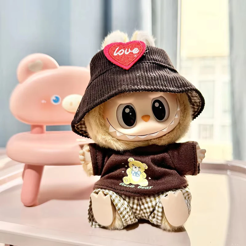Ropa De Felpa Para Muñeca La-Bu De 17 Cm - Conjunto De Gorro, Mono Y Mochila, Lavable, Accesorios Originales