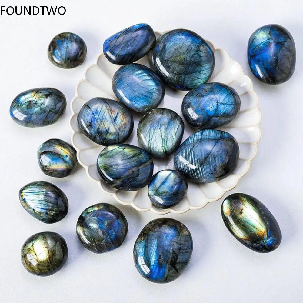 1Pc Natural Moonstone Crafts Lucido Labradorite Crystal Blue Stone Fish Tank Stone Ornament Aquarium Home Decor Accerssories