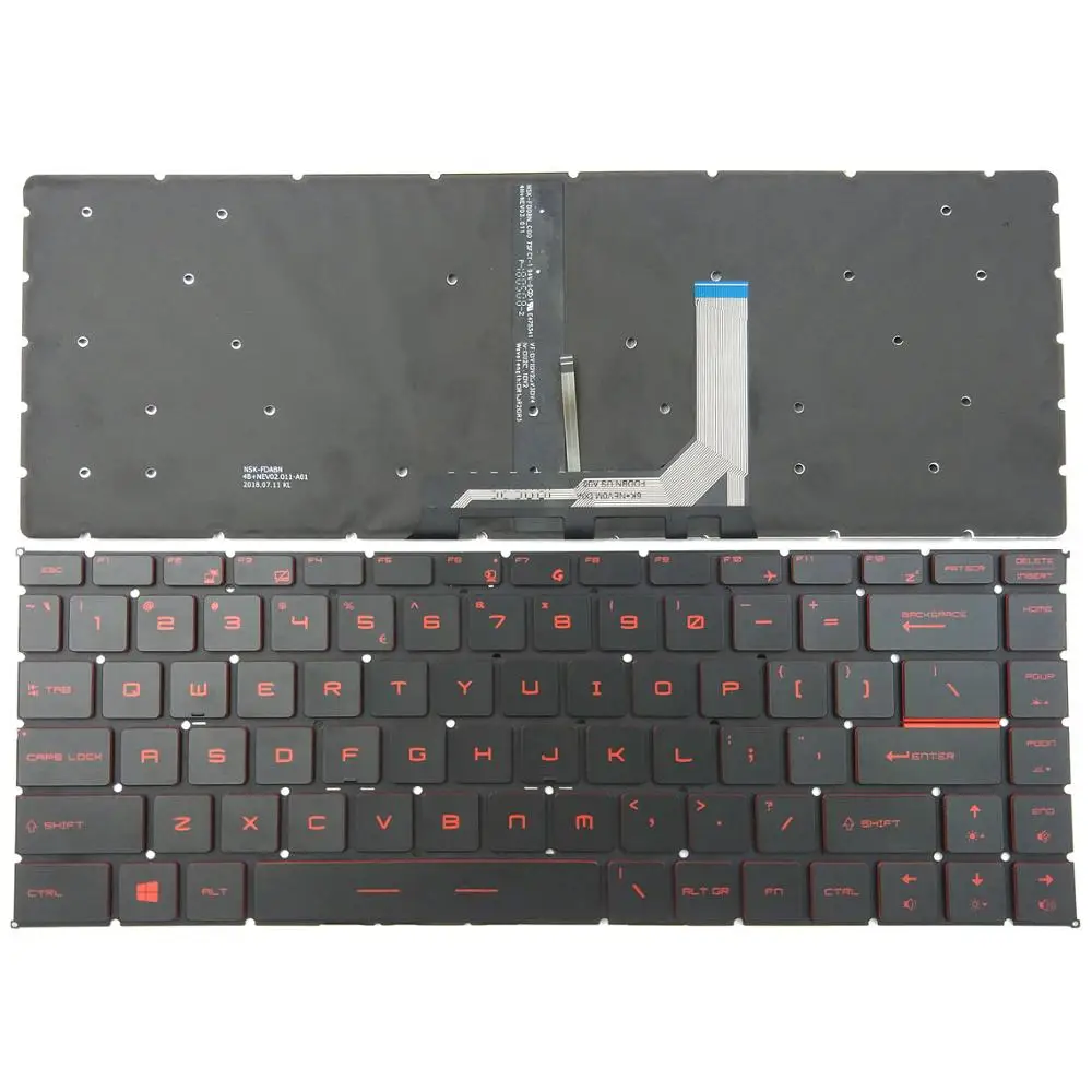 

Новинка, клавиатура для ноутбука MSI GF63 8RC серии 8RD, США, черная с красной подсветкой
