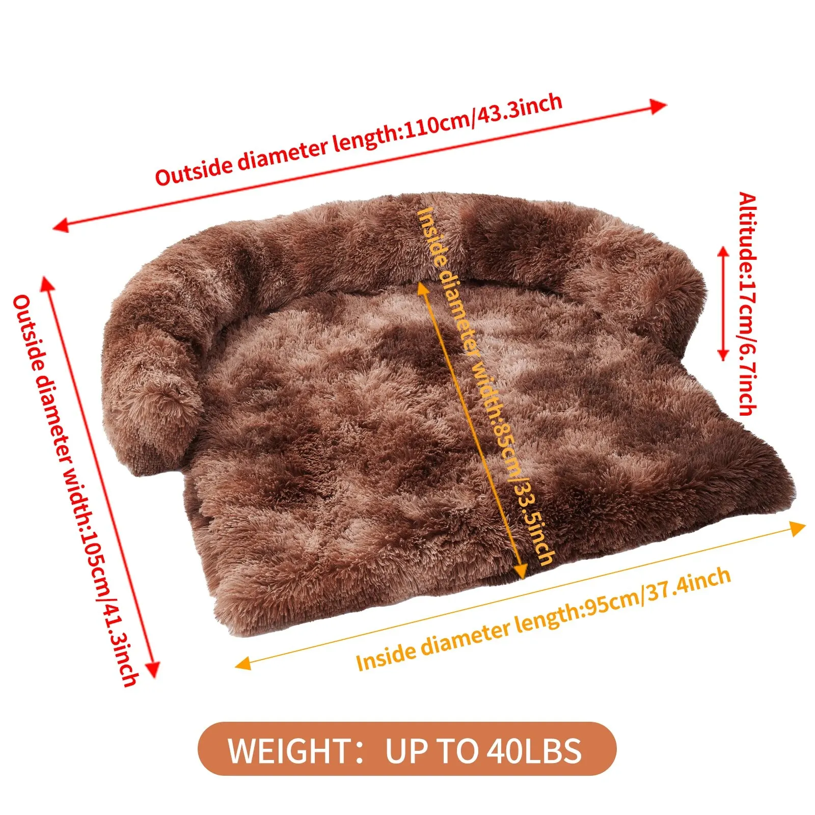 Pet King Cat Dog Bed Sofa Large Washable Calming Bed Winter Long Plush Warm Cat Mat Removable Cushion Removable Pet Sofa