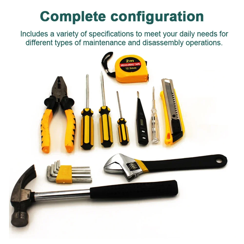 Tools Set General House hold Hand Tool Kit with Plastic Toolbox Storage Case Used to Car repair And home Repair