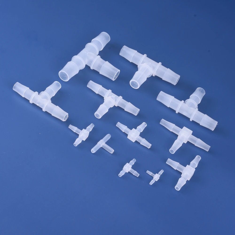 Plastic Pipe Fitting 1.6mm-14.2mm Pagoda Barb Equal 3 Way Tee Type Fish Tank PP Insert Hose Connector Home Garden
