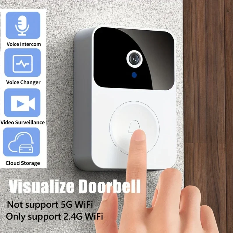 

Intelligent Visual Doorbell HD Night Vision WiFi Security Bell,2-Way Calls, APP Control,Voice Change Function,Cloud Storage