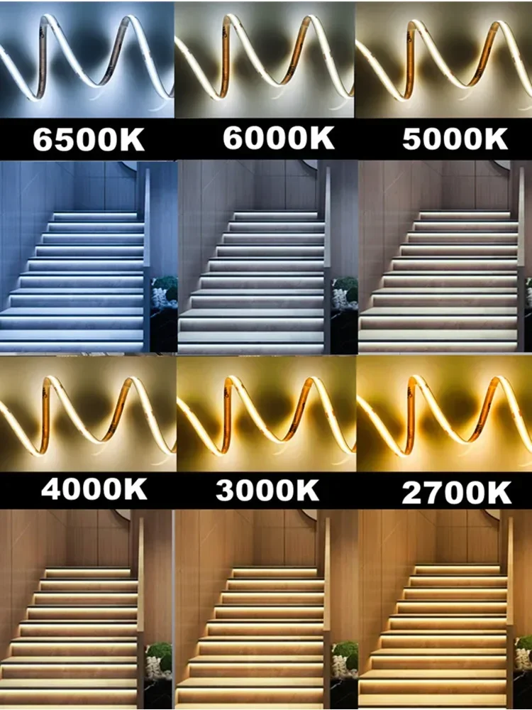 FCOB CCT LED Light Strip 608 LEDs High Density Flexible FOB COB 10mm Sa82ea33c0b694f6a9cb1a3050975e177A
