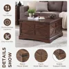 Farmhouse Lift Top Coffee Table with Storage, Wood Square Center Table with Large Hidden Compartment, Rustic Lift Tabletop 5