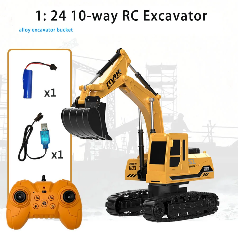 2.4G radio control 1: 24 10 channels remote control toys excavator alloy excavator bucket 3-4-5-6-7-8-9 years old boys birthday 2