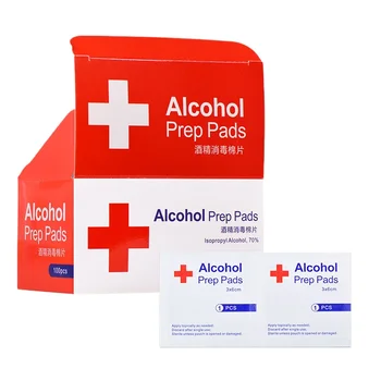 100Pcs 75% Alcohol Disposable Wipes Sanitizing Cutlery Mobile Phone Wounds Ear Piercing First Aid Cleaning Pad Travel Care