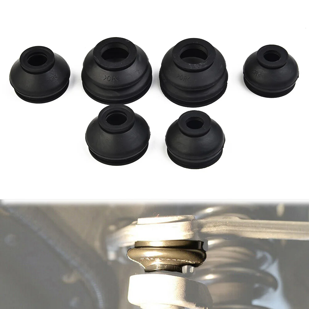 Ball Joint Dust Boot Covers Replacing Rubber Set Car Flexibility High Quality Minimizing Wear Part Tie Rod End 6pcs