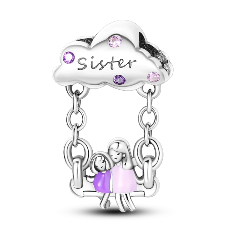 Sterling Silver Playful Charm Beads Bracelet Dangle DIY Jewelry