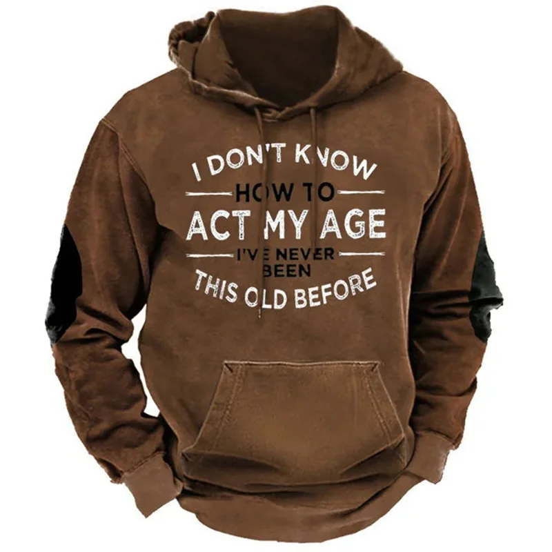 

Vintage Hoodie Men'S Hooded Sweatshirt Letter 3d Printing Pullover Oversized Men Clothes Casual Full Sleeve Streetwear Tops Tees