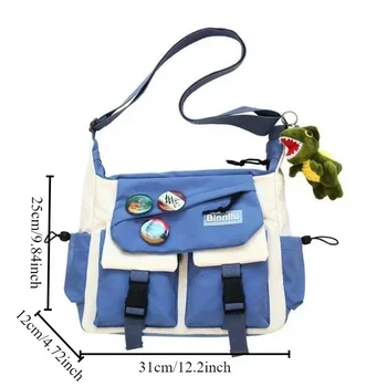 Harajuku الرجال النايلون حقائب كروسبودي للنساء حقيبة ساعي الفتيات مدرسة كتاب حقائب الشباب قماش حقائب اليد حقيبة كتف كيس Bolsas 4