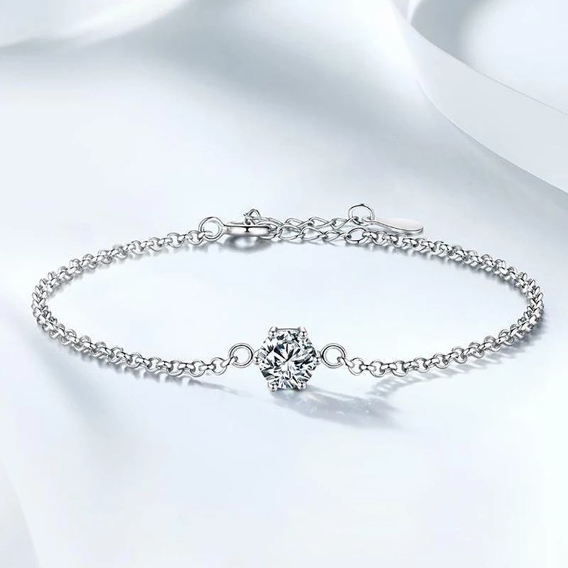 100% 1ct 모이사나이트 S 6 클로, 심플한 기질 패션, 여성용 팔찌 브랜드 쥬얼리