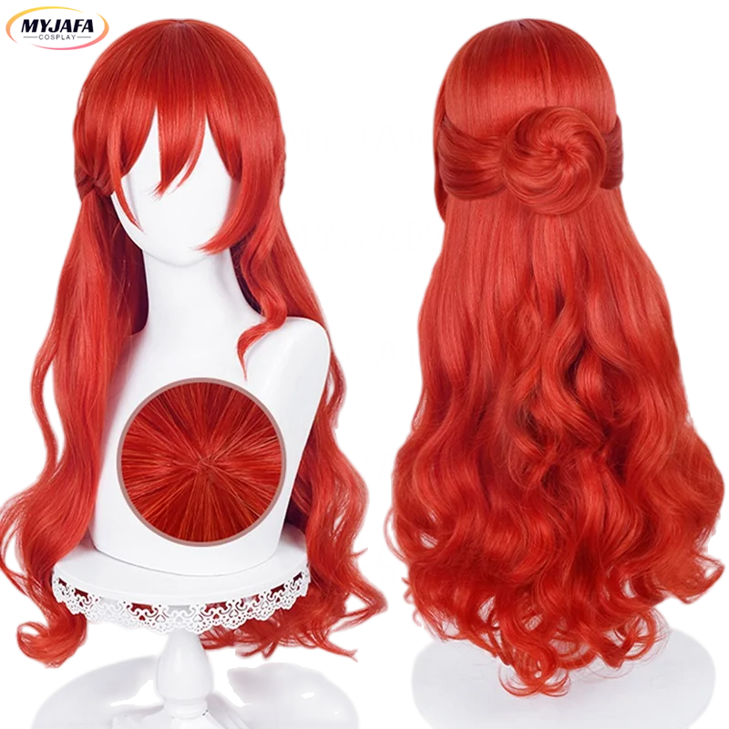Парик для косплея химико Honkai Star Rail, 66 см, длинные вьющиеся красные термостойкие искусственные волосы, парики из аниме + шапочка