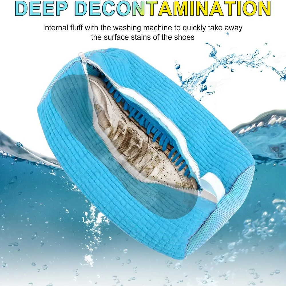 Plush Shoe Washing Machine Bag Reusable Durable Fluffy Fibers Deep Cleaning Shoes Bag for Washing Machine 3