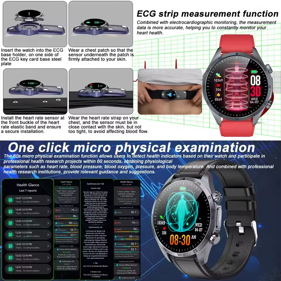2026 New Nursing level AI-GPT Laser Electrotherapy Smart Watch ECG+PPG Blood Pressure Uric Acid Blood Fat Health Monitor Watches 4
