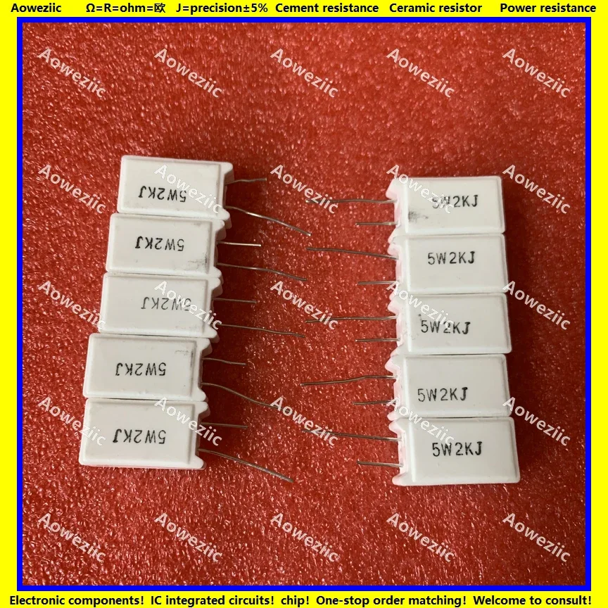 10 Pezzi Resistenza Cemento RX27-5 5W Verticale – Valori 0,02R-150K, ±5%, Filo Avvolto