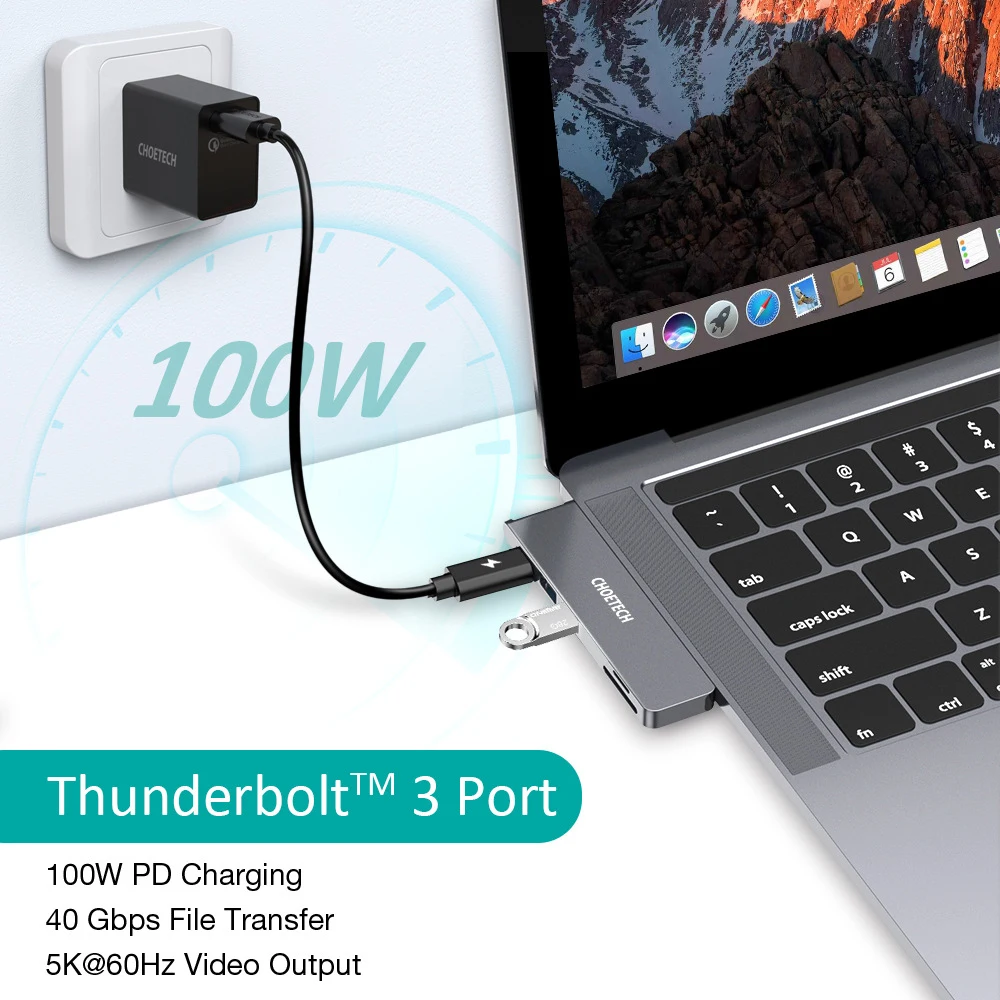 KSTOP 7-in-2 USB C Docking Station MacBook Adapter Dongle Type C Docking Station USB-C 3.0 Hub 4K@30Hz HDMI-Compatible PD 100W