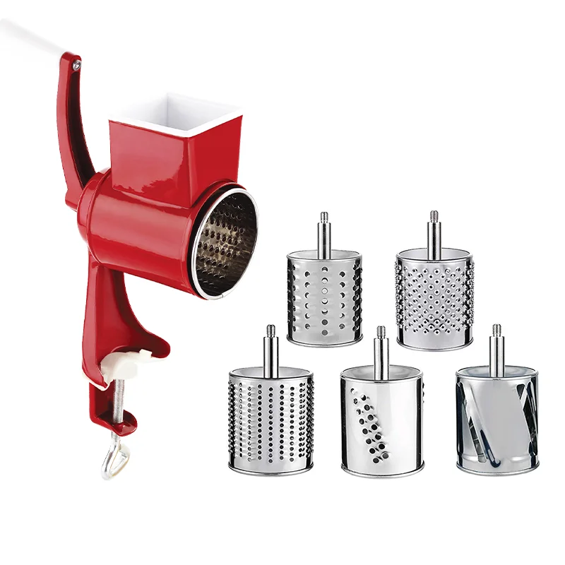 MASTER FENG Multi functional kitchen rotary nut & cheese grater vegetable shredder fruits slicer with 5 drums kitchen chopper