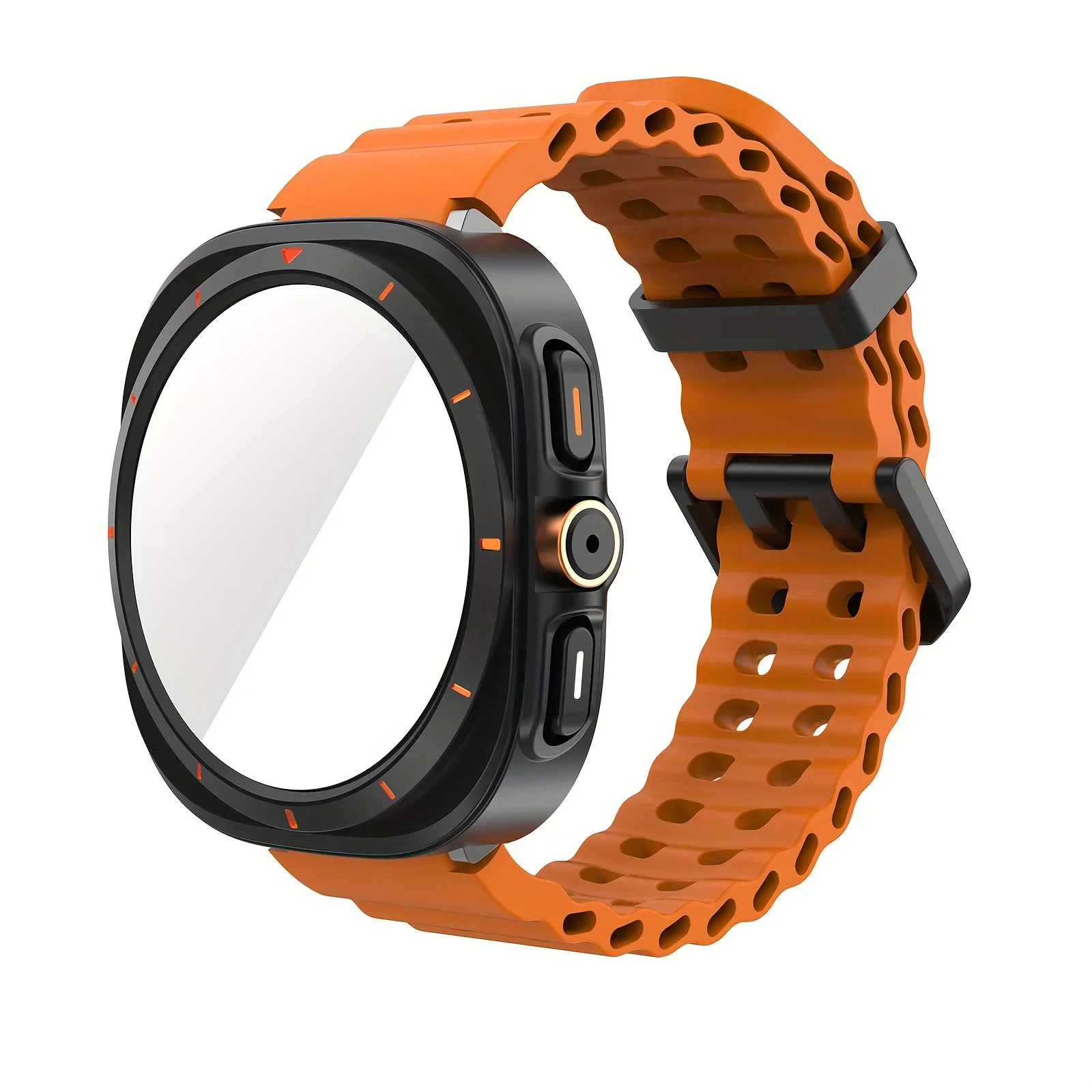 Premium Deluxe Watch Accessory Set - Ultra-Look Protective Case with HD Tempered Glass and Breathable Strap