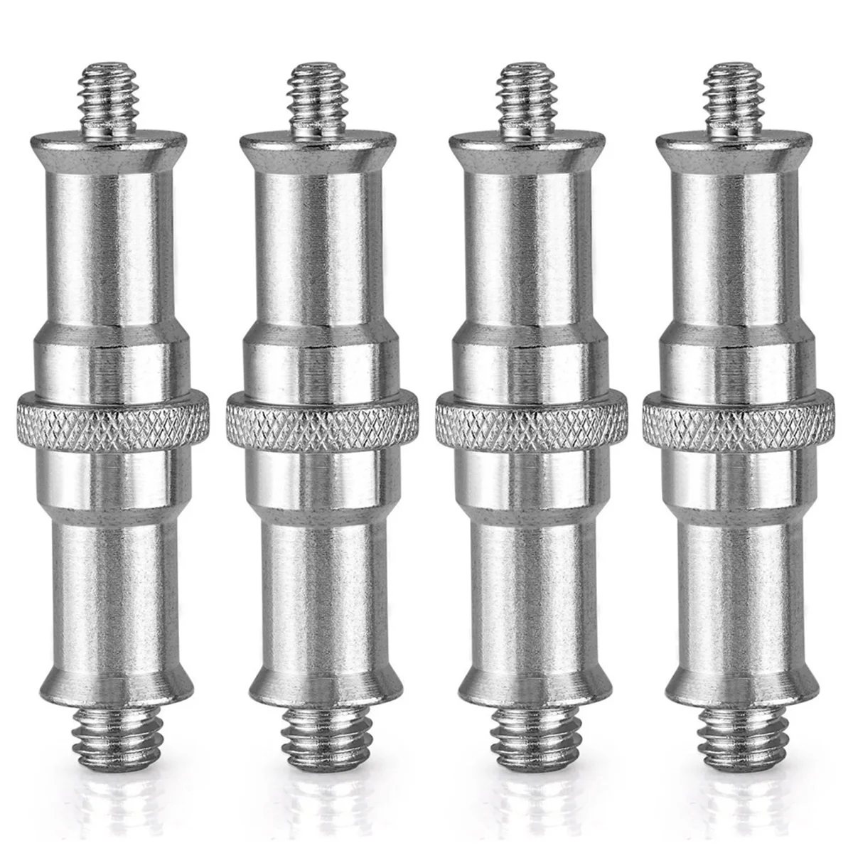 Set Di 4 Adattatori Filettatura 1/4″ A 3/8″ – Doppia Estremità In Ferro Cromato Per Fotocamere, Treppiedi E Flash - 3