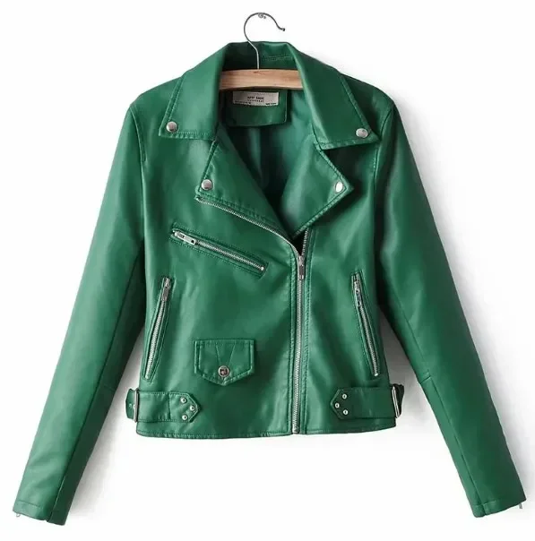 Spring and Autumn Solid Color Casual Pu Leather Jackets and
