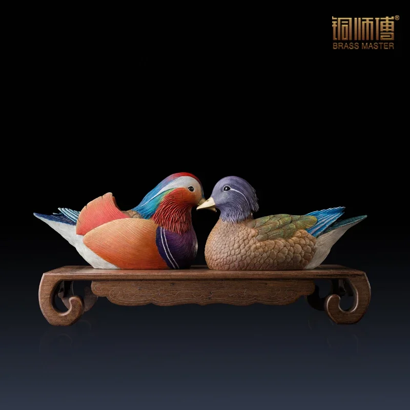 

High Quality Mandarin Ducks With Love Statue Home Decoration Europe Style Brass Copper Craft Furnishing Articles Free Shipping