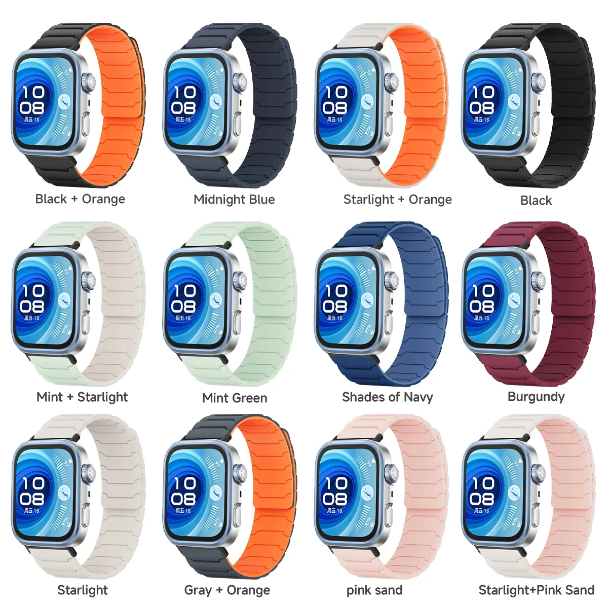 أشرطة سيليكون مغناطيسية لساعة Huawei Watch Fit 4/F...