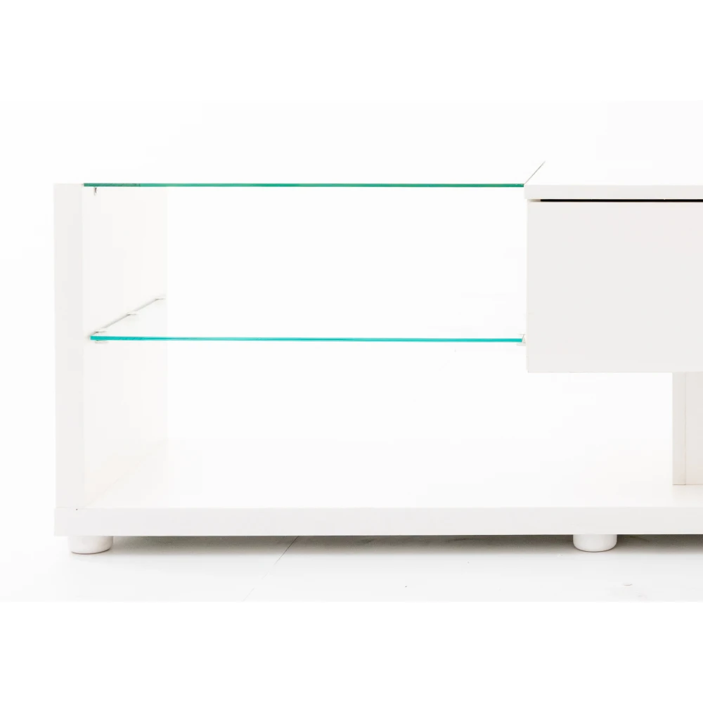 PINGGO Moderner TV-Schrank Rustikales Holz LED-Beleuchtung Glaspartitionen Wohnzimmer-Aufbewahrungsmöbel – Detail 22