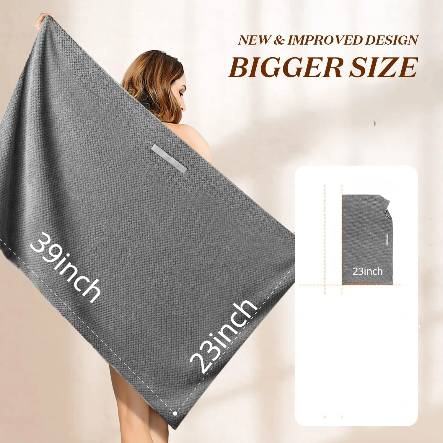 

Large Size Big Microfiber Hair Towel Wrap for Women Anti Frizz Hair Drying Towel with Elastic Strap, Fast Drying Hair Turbans